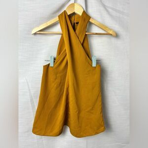 Ann Taylor Mustard Blouse Sleeveless Halter Women's XS